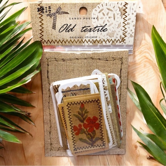 CANDY POETRY Old Textile Stickers - Vintage Fabric-Inspired Designs - 30 pcs - Picture 2 of 6